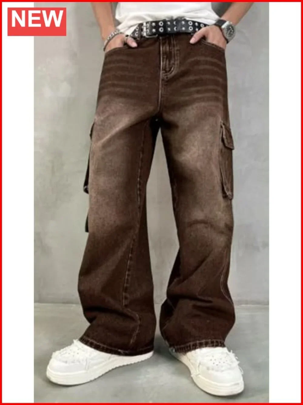 Baggy Cargo Jeans Men Women Y2K Wide Leg Loose Fit Streetwear Skate Pants